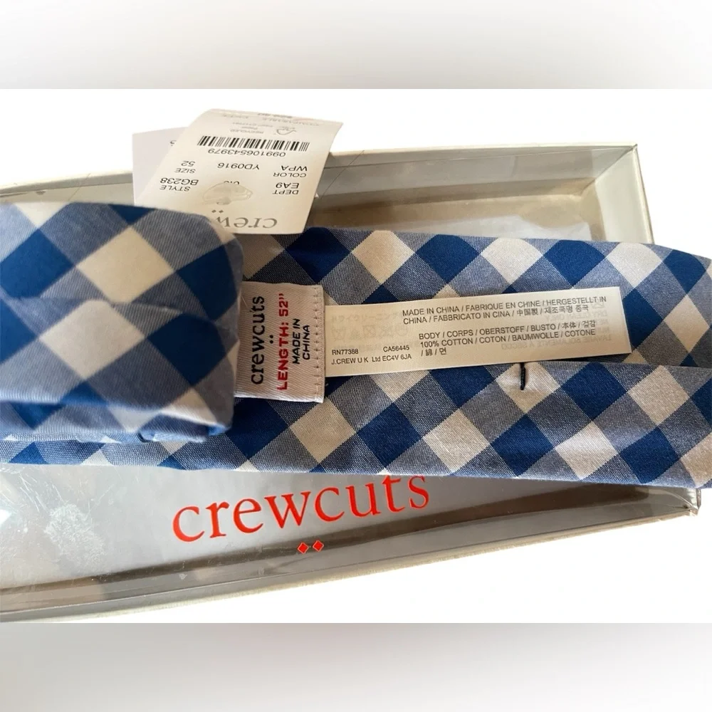 Crewcuts Preppy Blue and White Gingham Boy's Tie NWT